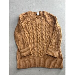 J. Crew Cable Knit Sweater Women's Size S Alpaca Wool Blend Camel Brown